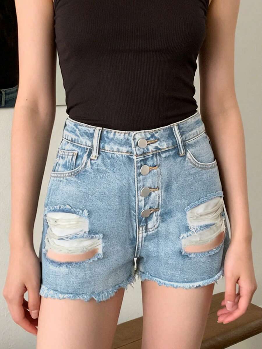 Shorts Denim Frayed - Shorts in denim da donna a