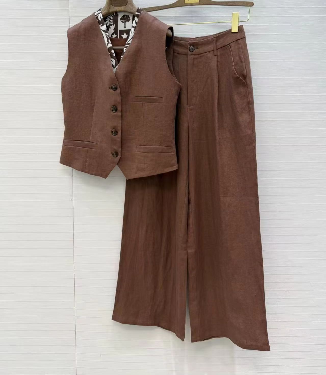 Linen Pant Wide - Completo casual in lino a due