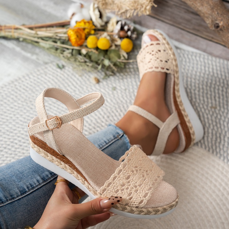 Wedge Espadrille Women - Sandali con Zeppa in Pizzo da