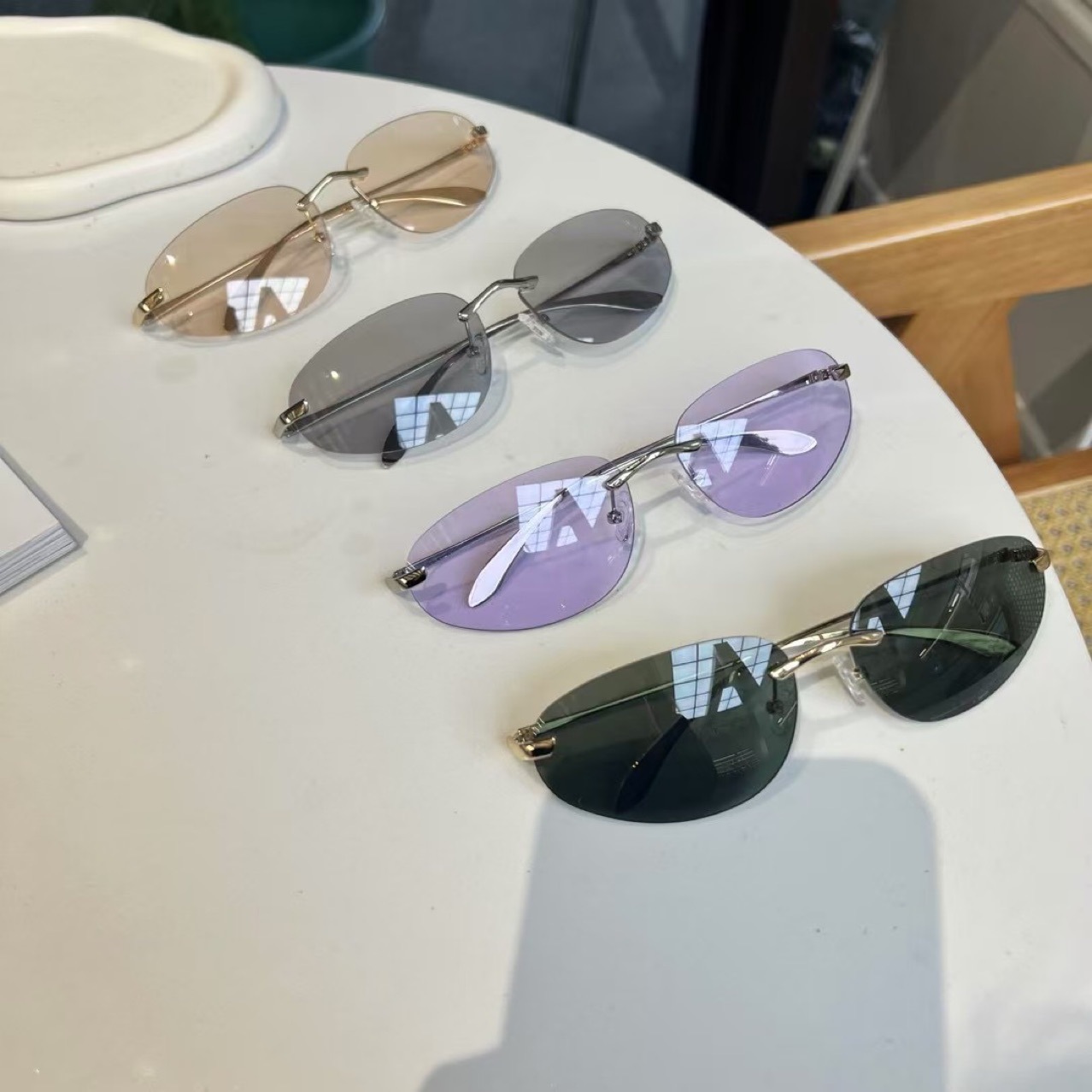 Sunglasses Cat Eye - Tonalità senza montatura UV400, occhiali da