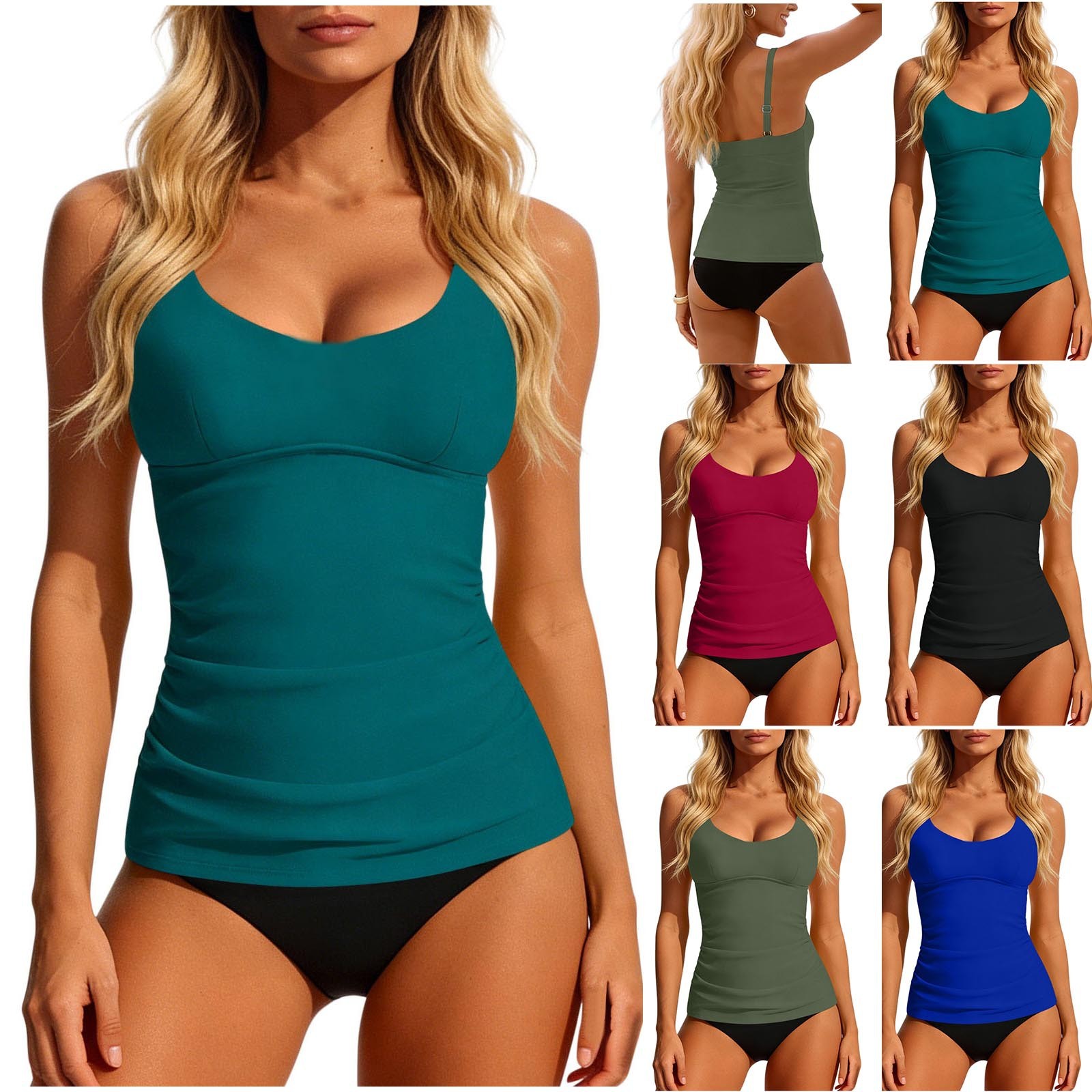 Swimsuit Bikini Ruched - Tankini da donna 2026 verde acqua