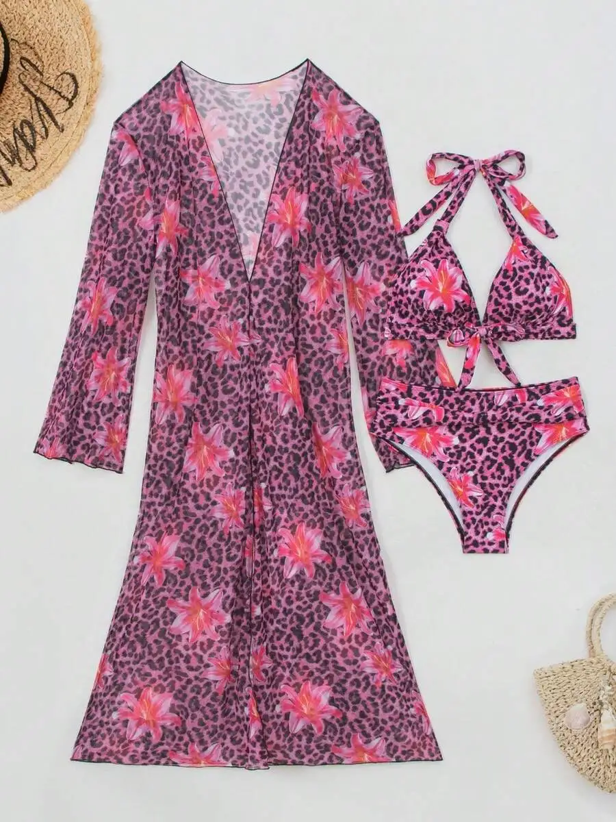 Set Bikini da Donna 3 Pezzi co - Kimono Sheer Floral recensione e prezzo